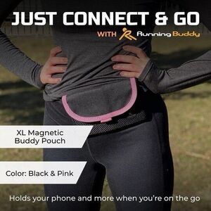 Buddy Pouch Black & Pink Magnetic Waist Keys Phone Running Yoga Biking More
